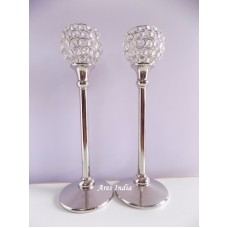 New 15" Set of 2 Crystal Votive Tealight Candle Holders Centerpieces Candelabra   142044286572